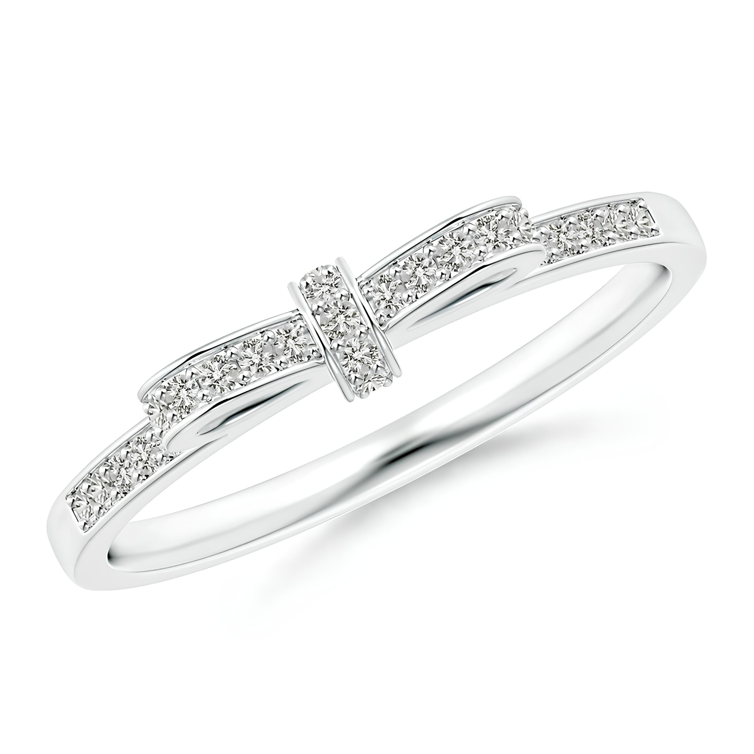 Bow Tie Design Half Eternity Wedding Ring EF VS/SI Lab-Created Diamond Band for Women in 14K Solid Gold